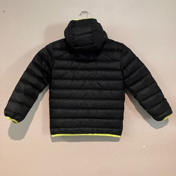 EDDIE BAUER Down Hooded Puffer Coat Boy's Black Green Reversible Size XS 5/6 - Picture 2 of 16